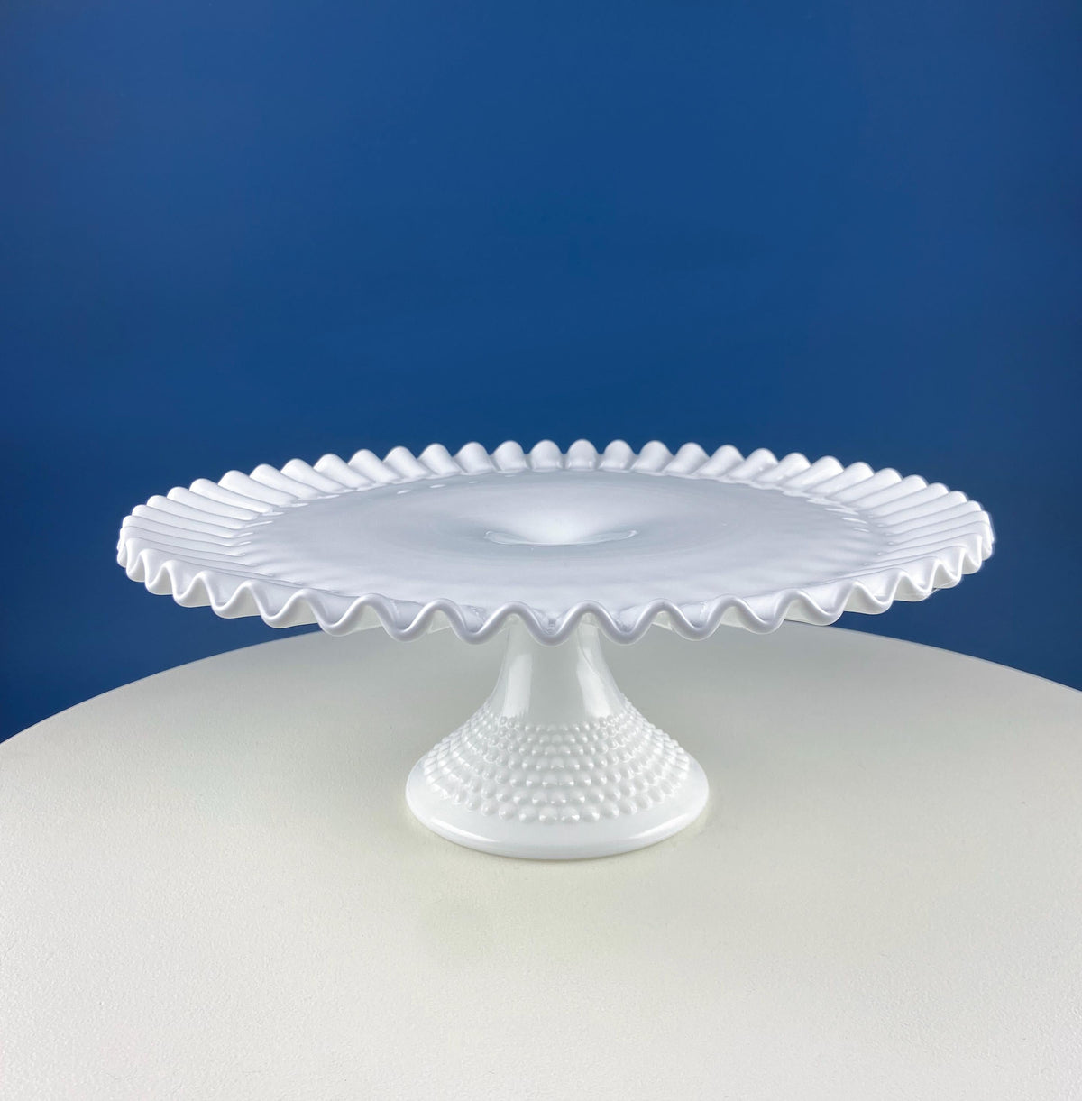 Hobnail Milk Glass Cake Stand, 13"
