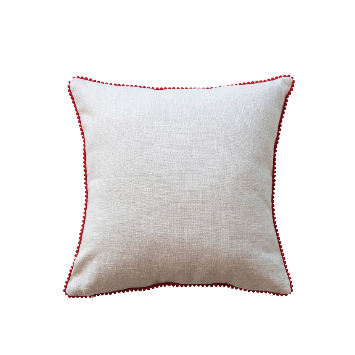 Holly Jolly Tufted Cotton Pillow with Pom Pom Trim