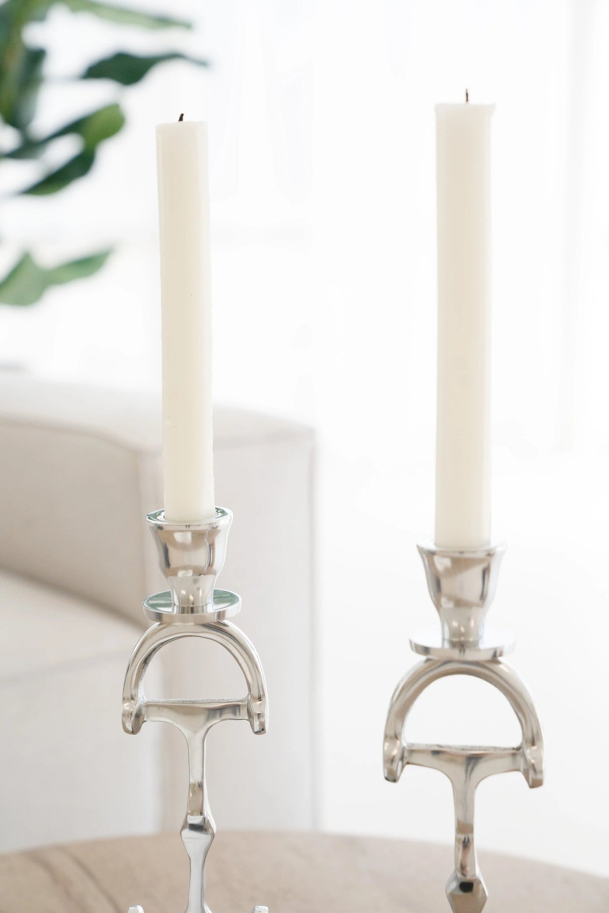 Huntley D Bit Pair of Candlesticks, Pair in Aluminum Silver Finish