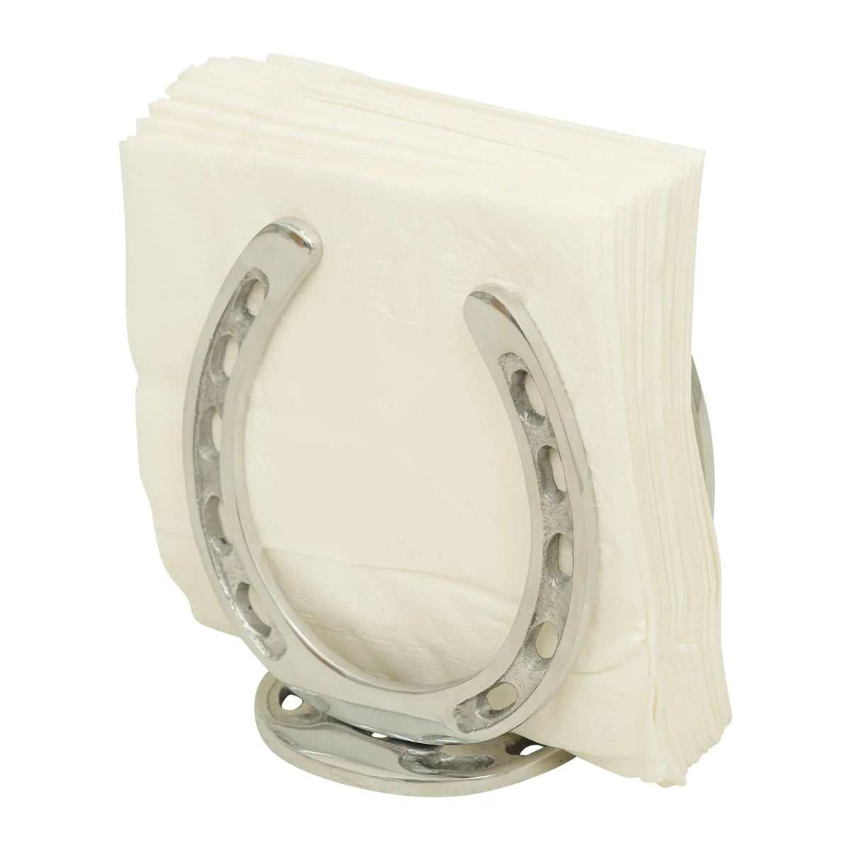 Huntley Horseshoe Napkin Holder, Aluminum Silver Finish
