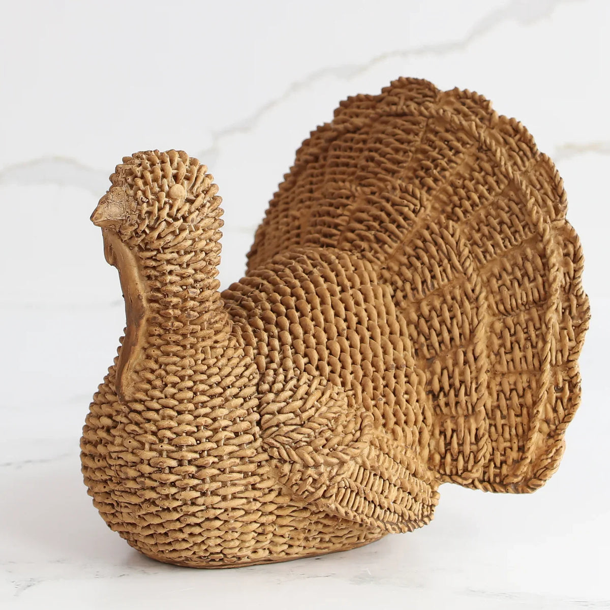 Wicker-Style Resin Turkey Centerpiece
