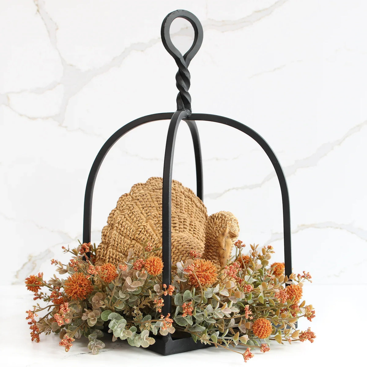 Wicker-Style Resin Turkey Centerpiece