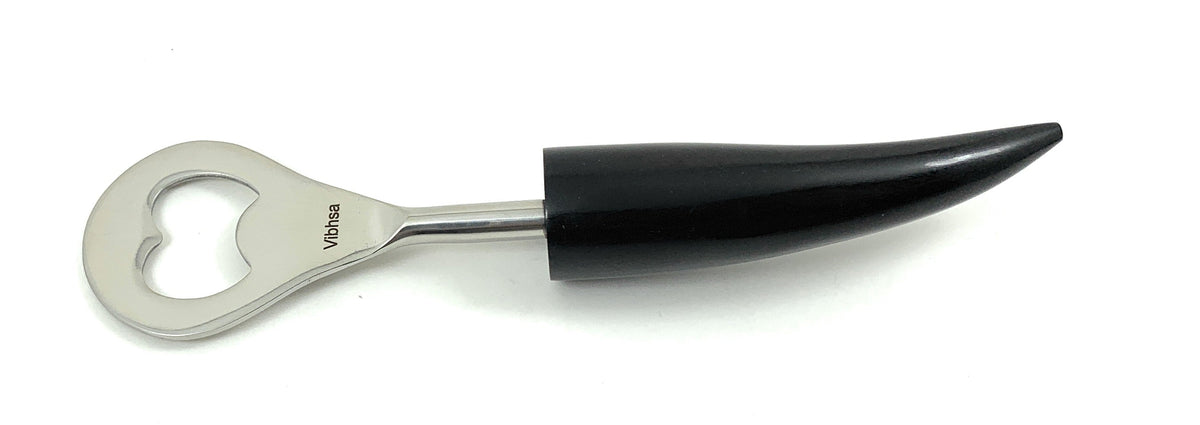 Vibhsa 4-Piece Bar Tools Kit | Black Horn Resin Handle, Stainless Steel, Gift Box