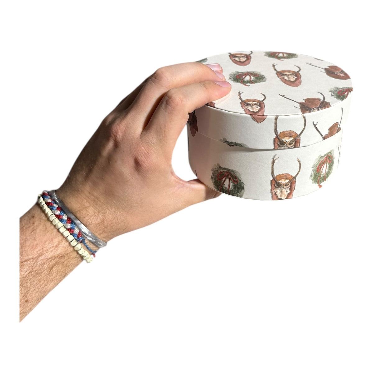 Round Handmade Recycled Paper Antler & Wreath Nesting Gift Boxes | 8 Sizes