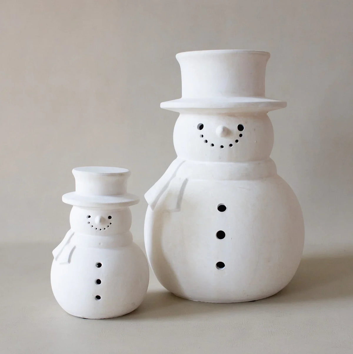 White Terracotta Snowman Figurine