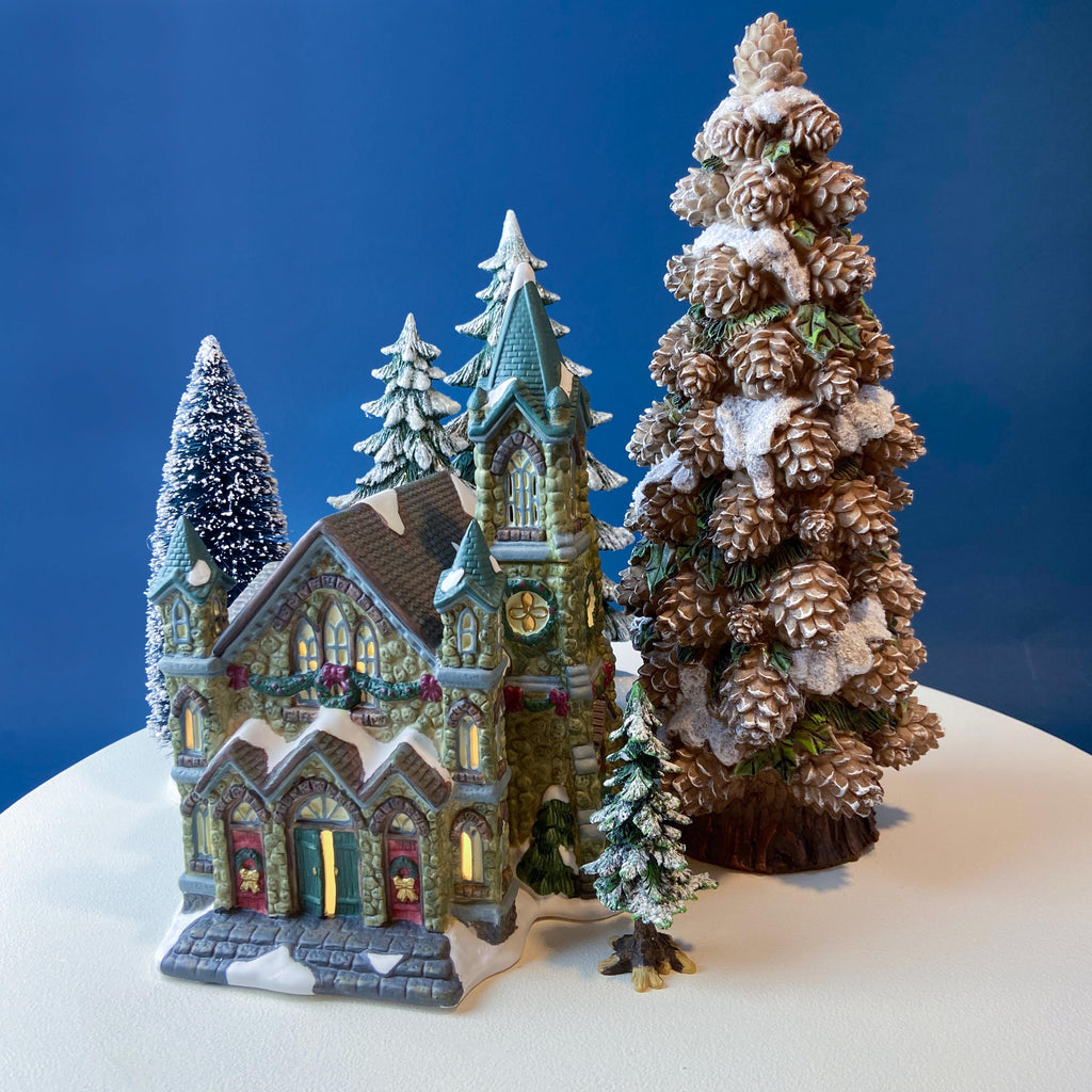 14.5" Pine Cone Tree for a Christmas Village