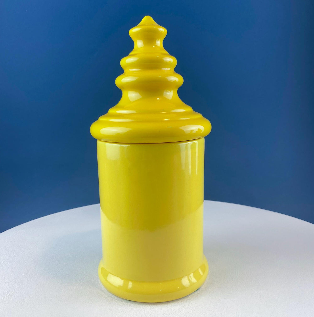 Mid-Century Yellow Ceramic Lantern Canisters, Set of 3