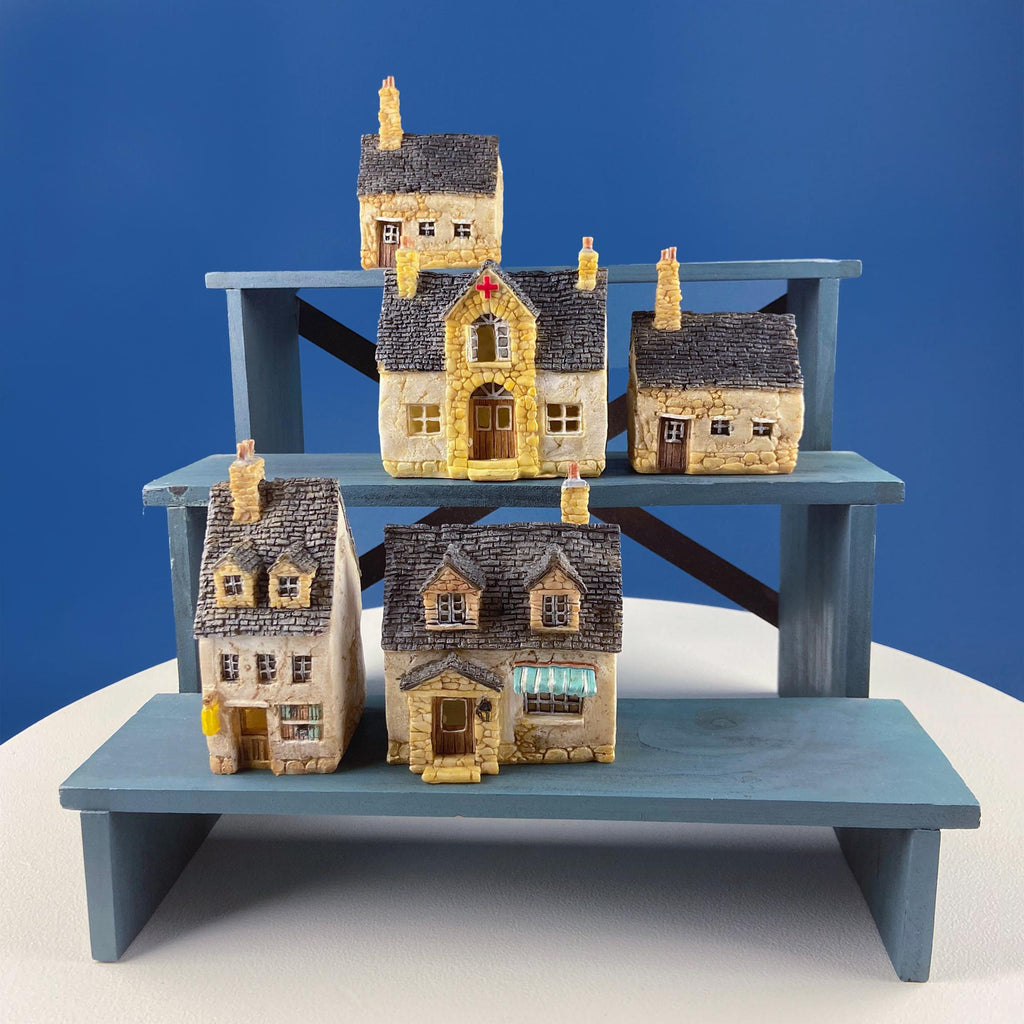 Miniature Village Houses, Set of 5