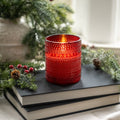 Red Hobnail Glass 3D Flameless Wax Candle