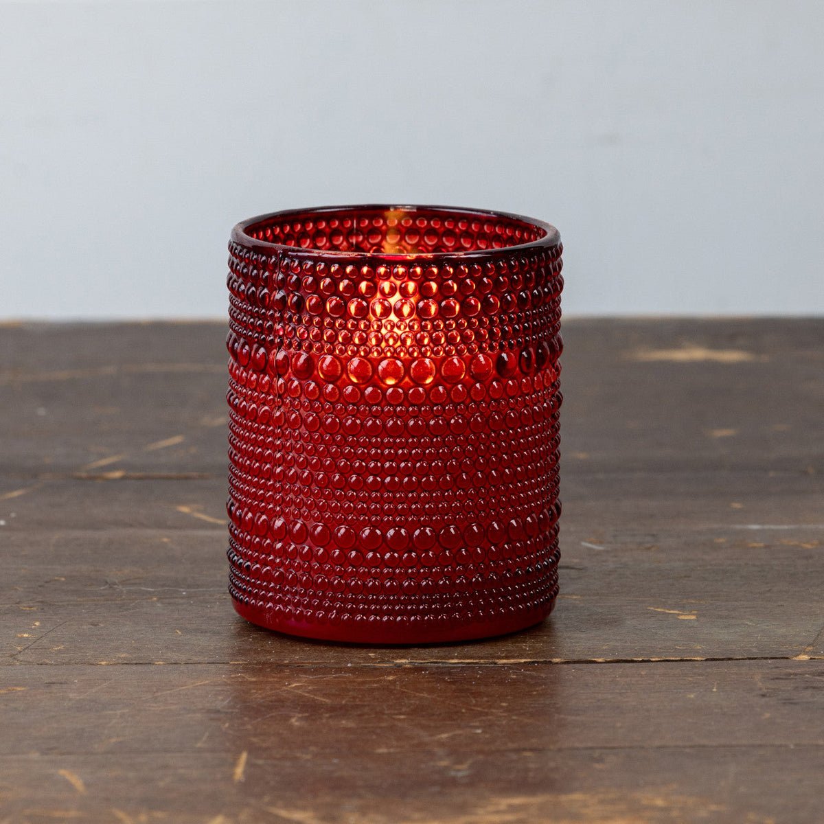 Red Hobnail Glass 3D Flameless Wax Candle