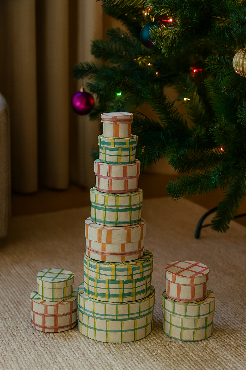 Round Handmade Recycled Paper Nesting Gift Boxes | 8 Sizes