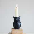 Black Resin Owl Taper Candle Holder