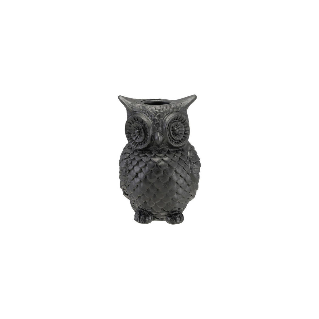 Black Resin Owl Taper Candle Holder