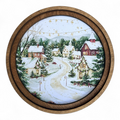 Christmas Village Round Framed Canvas Artwork