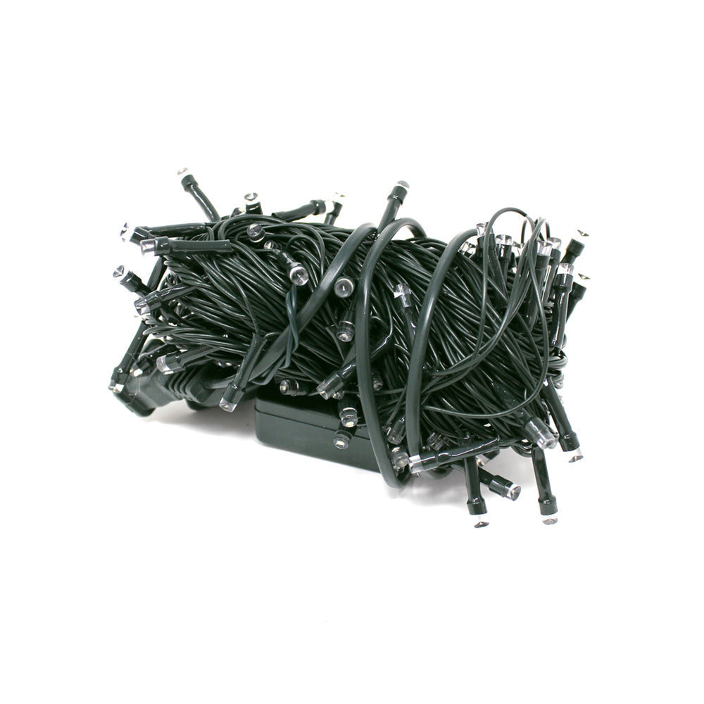100 LED Green Wire String Light with connector - White