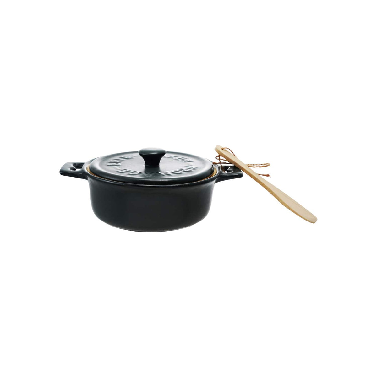 Stoneware Brie Baker with Bamboo Spreader – Set of 2