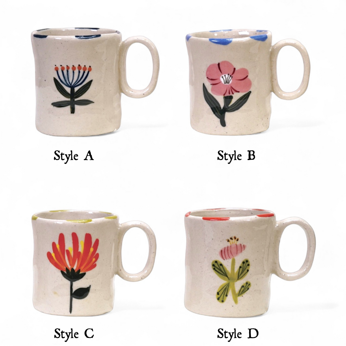 Hand-Painted Ceramic Petite Floral Mug | 4 Styles