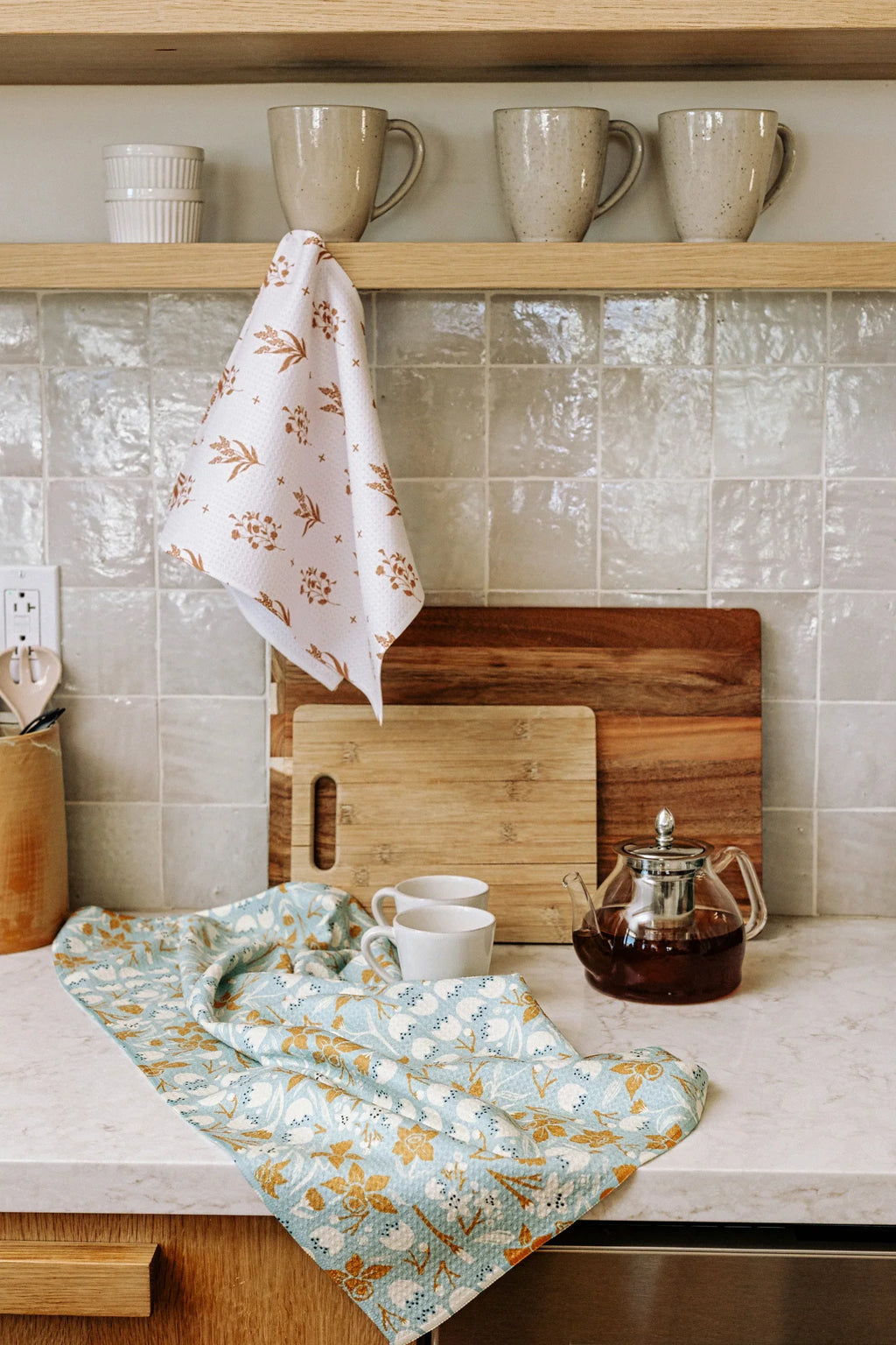 Pumpkin Patchwork Geometry Tea Towel