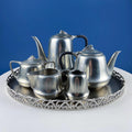 Metawa Holland Pewter Coffee & Tea Set with Filigree Tray, 6 Pieces
