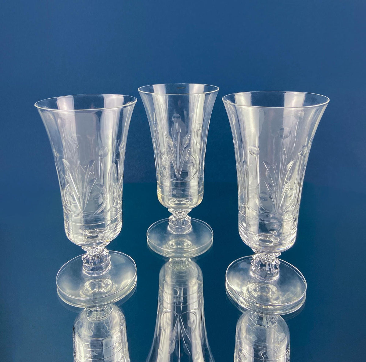 1940s Heisey Danish Princess Stemmed Tumblers, Set of 7