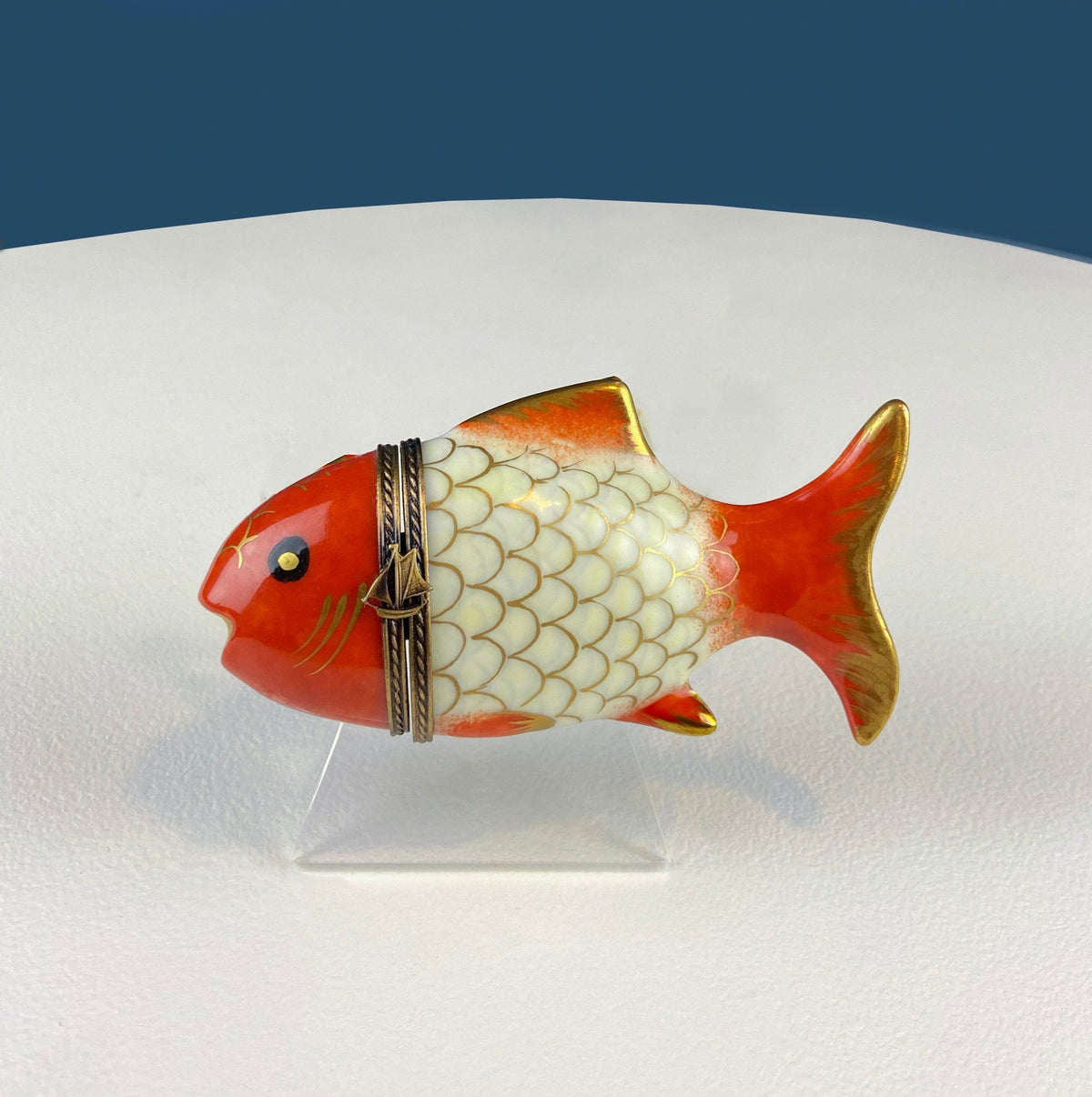 Limoges Koi Fish Trinket Box with Sailboat Clasp