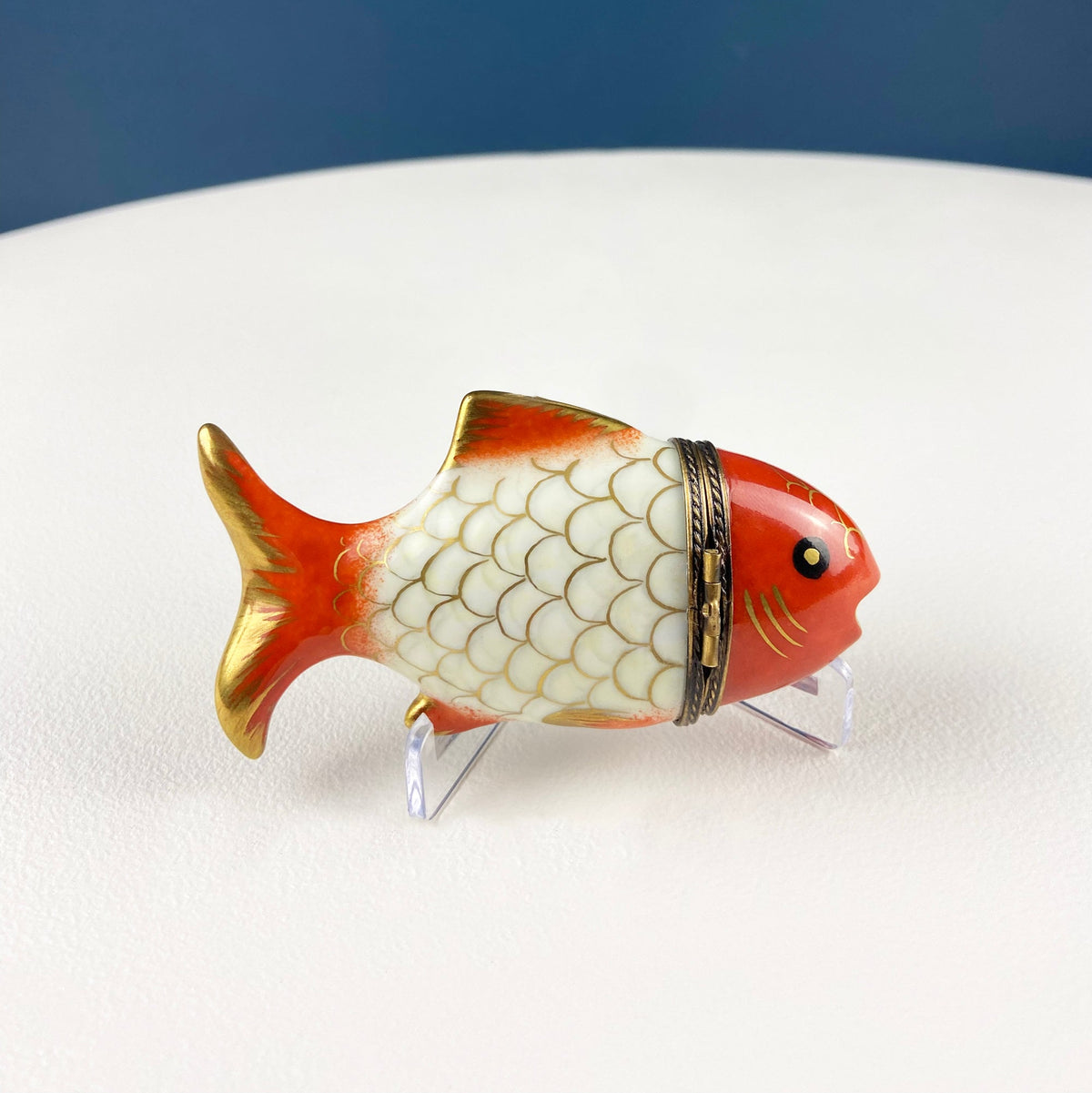 Limoges Koi Fish Trinket Box with Sailboat Clasp