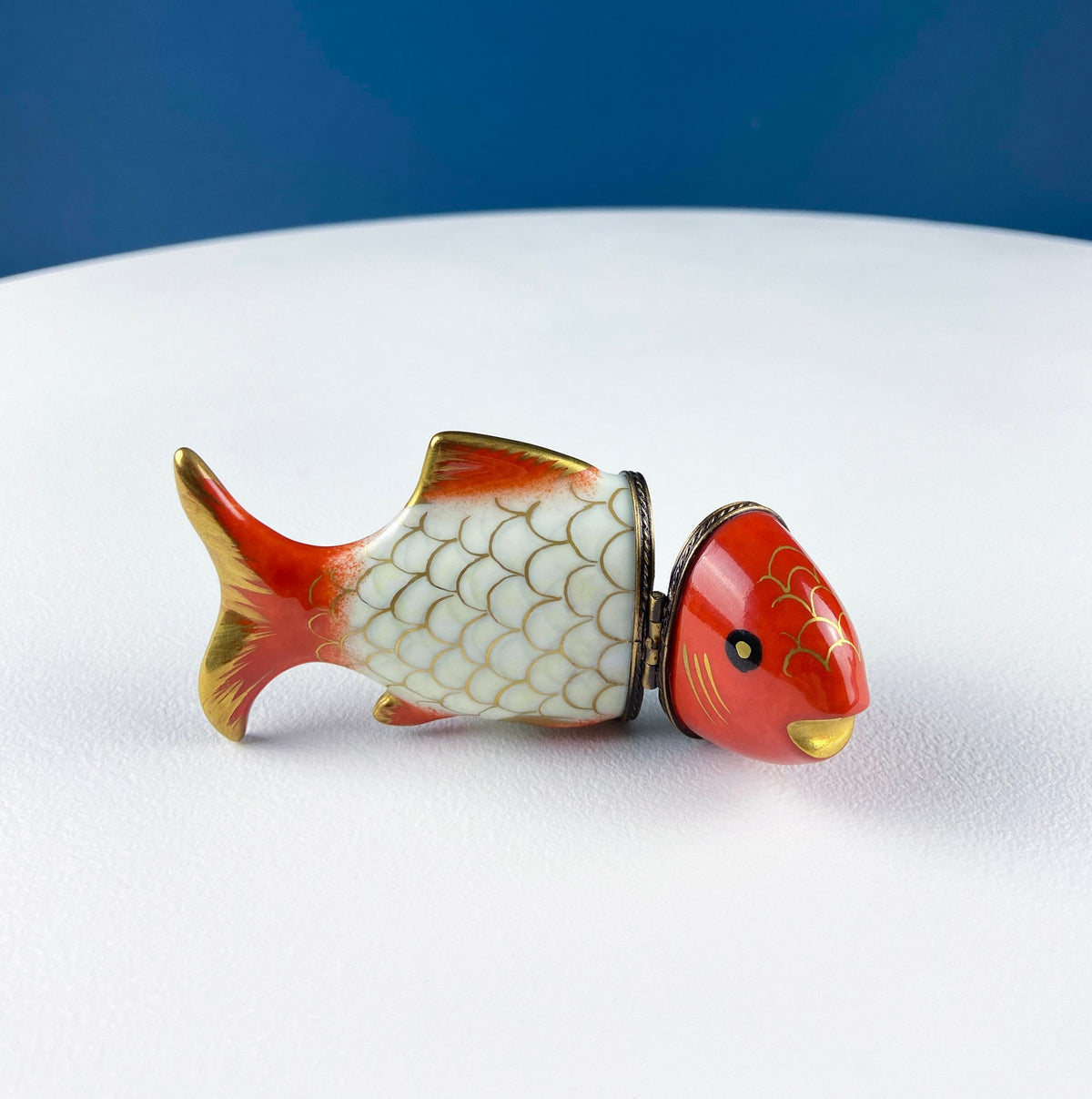 Limoges Koi Fish Trinket Box with Sailboat Clasp