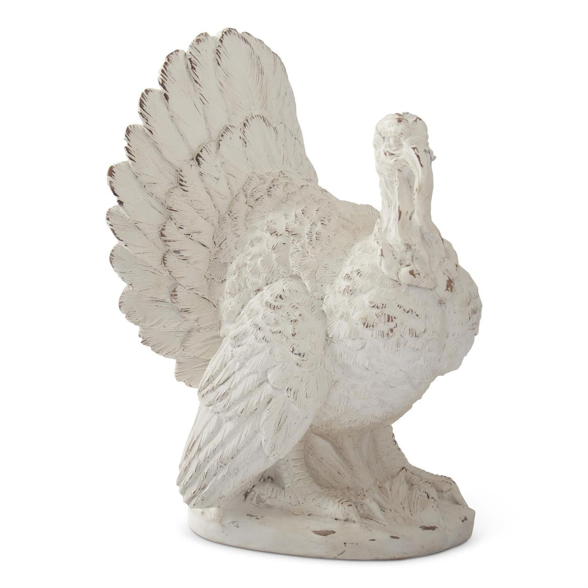 10" Whitewashed Resin Turkey – Thanksgiving Decor