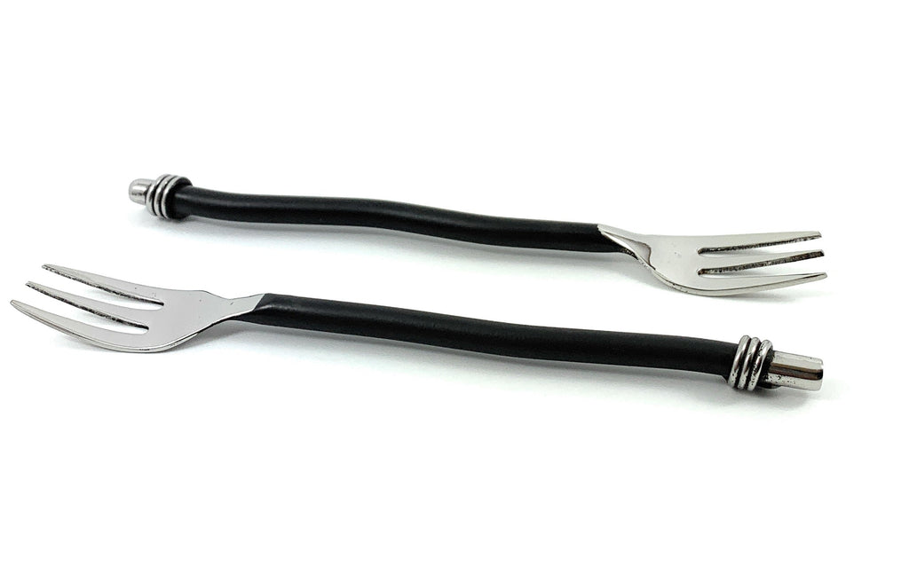 Vibhsa Cocktail Forks Set of 6 (Black Twisted Handle)