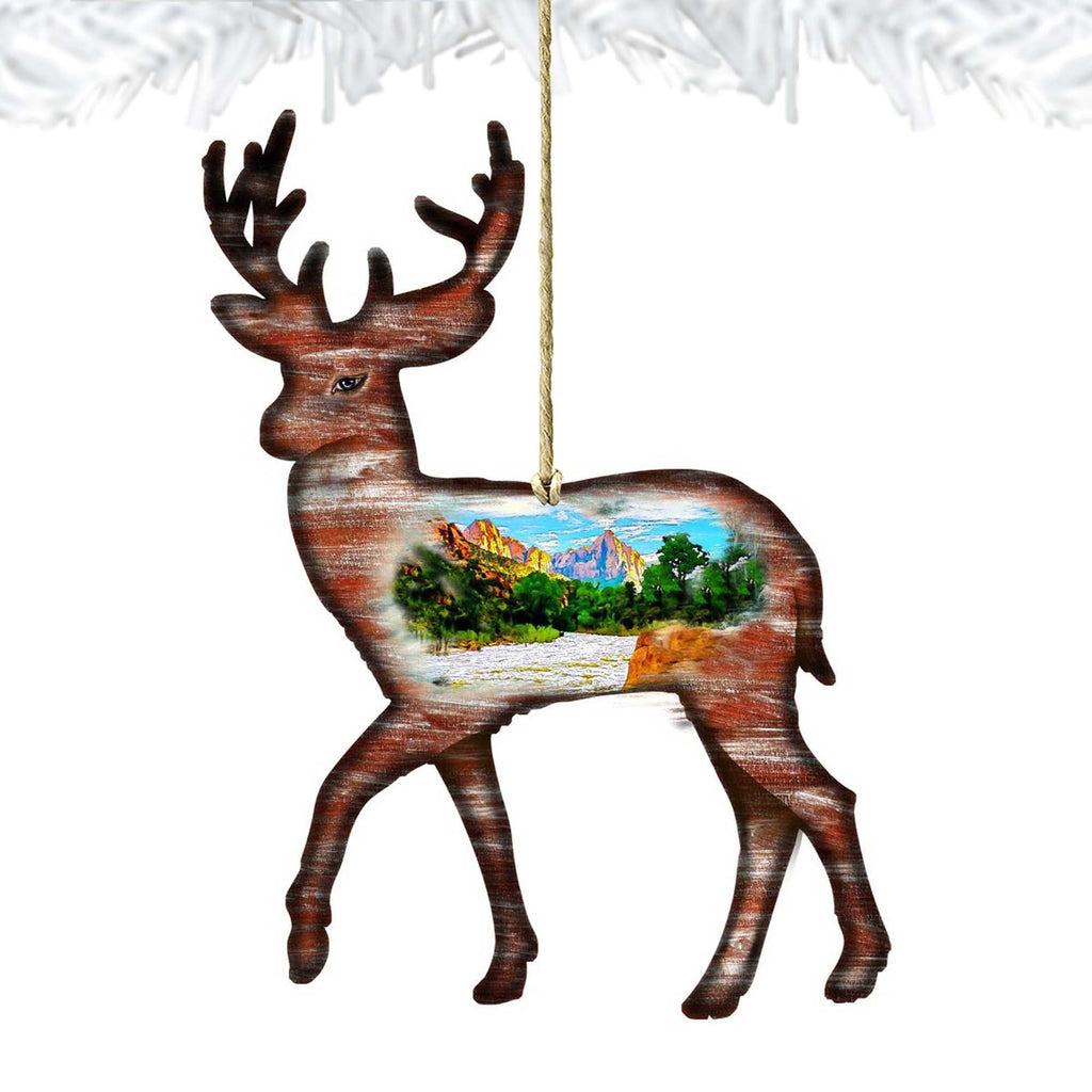 Deer Wooden Ornaments by Nature Wonders - Wildlife Holiday Decor - 8198211