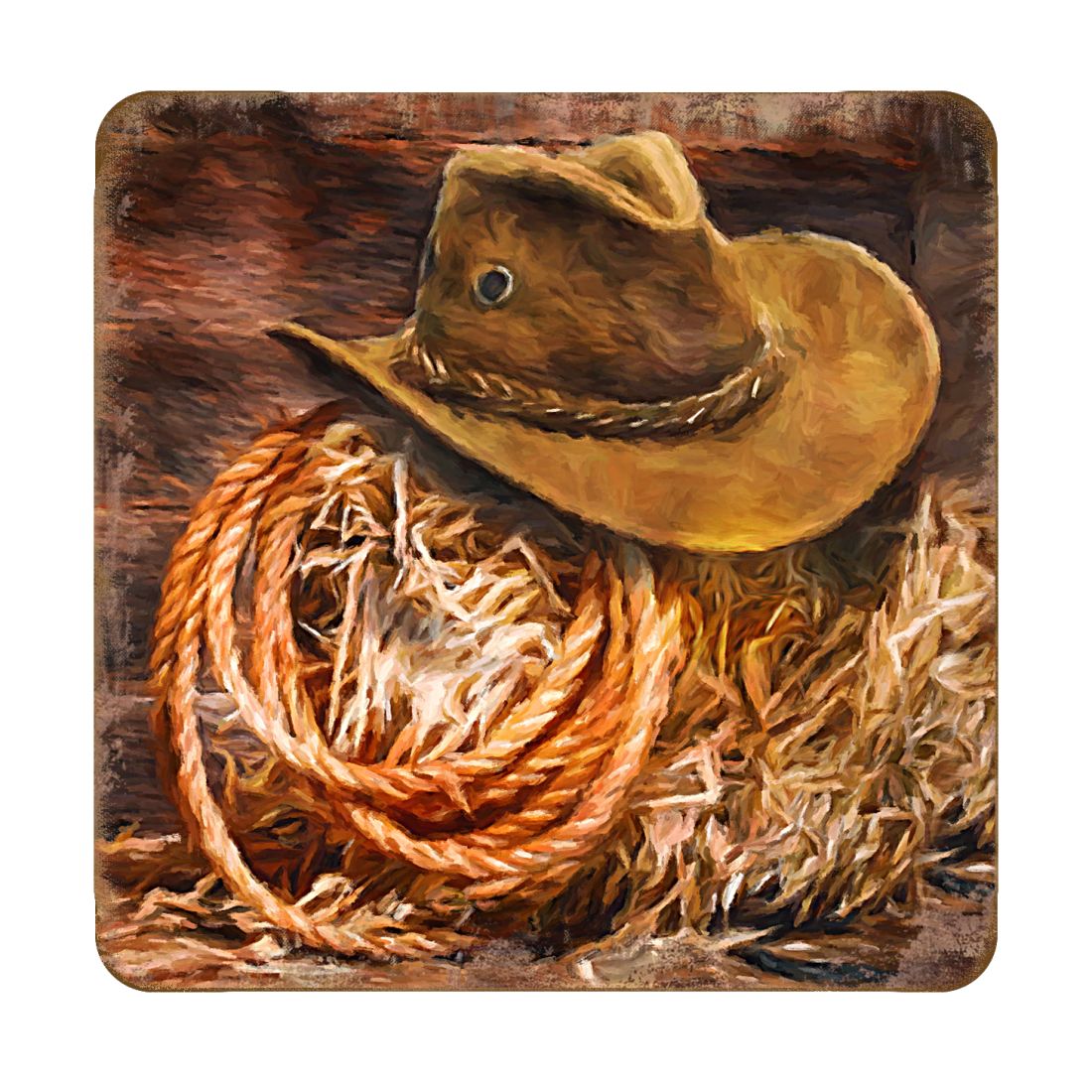 Cowboy Hat Wooden Cork Coasters Gift Set of 4 by Nature Wonders - Nature Wildlife Decor  - 95233C-S4