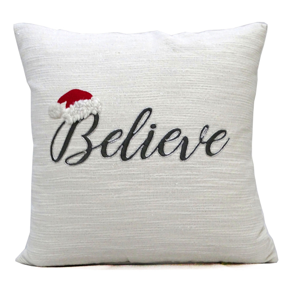 Vibhsa 20" x 20" Christmas Pillow- Believe