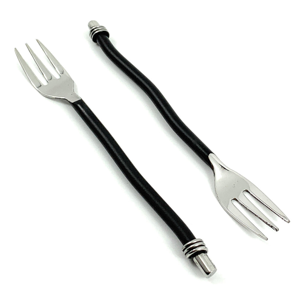 Vibhsa Cocktail Forks Set of 6 (Black Twisted Handle)