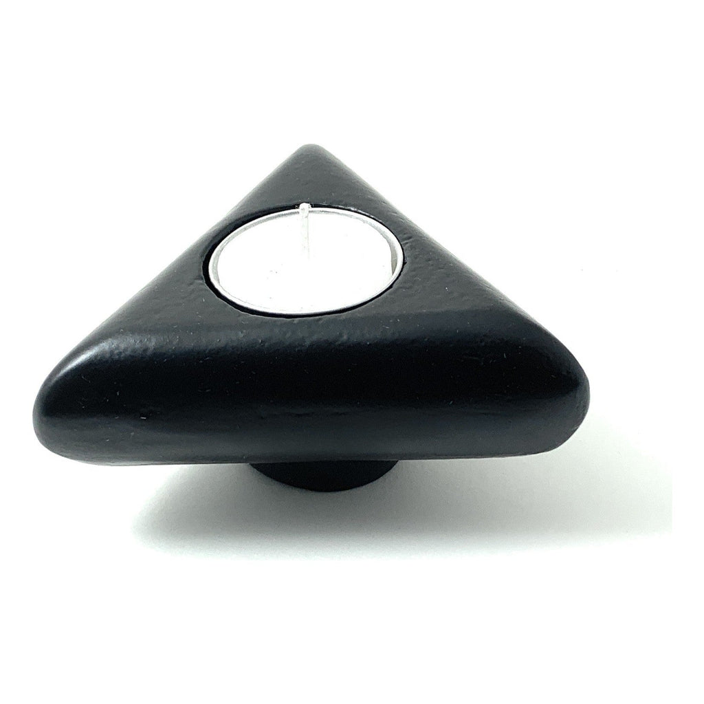 Vibhsa 2-in-1 Candle Holder | Tealight & Taper, Rustic Black, Handcrafted Aluminum