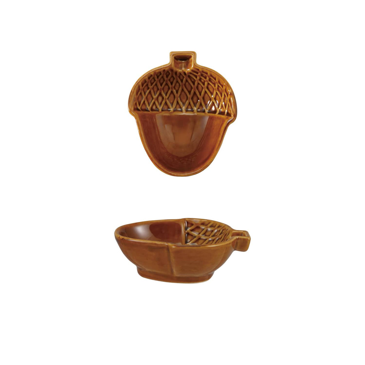 Acorn Coffee and Pie bundle: Brown stoneware acorn dish