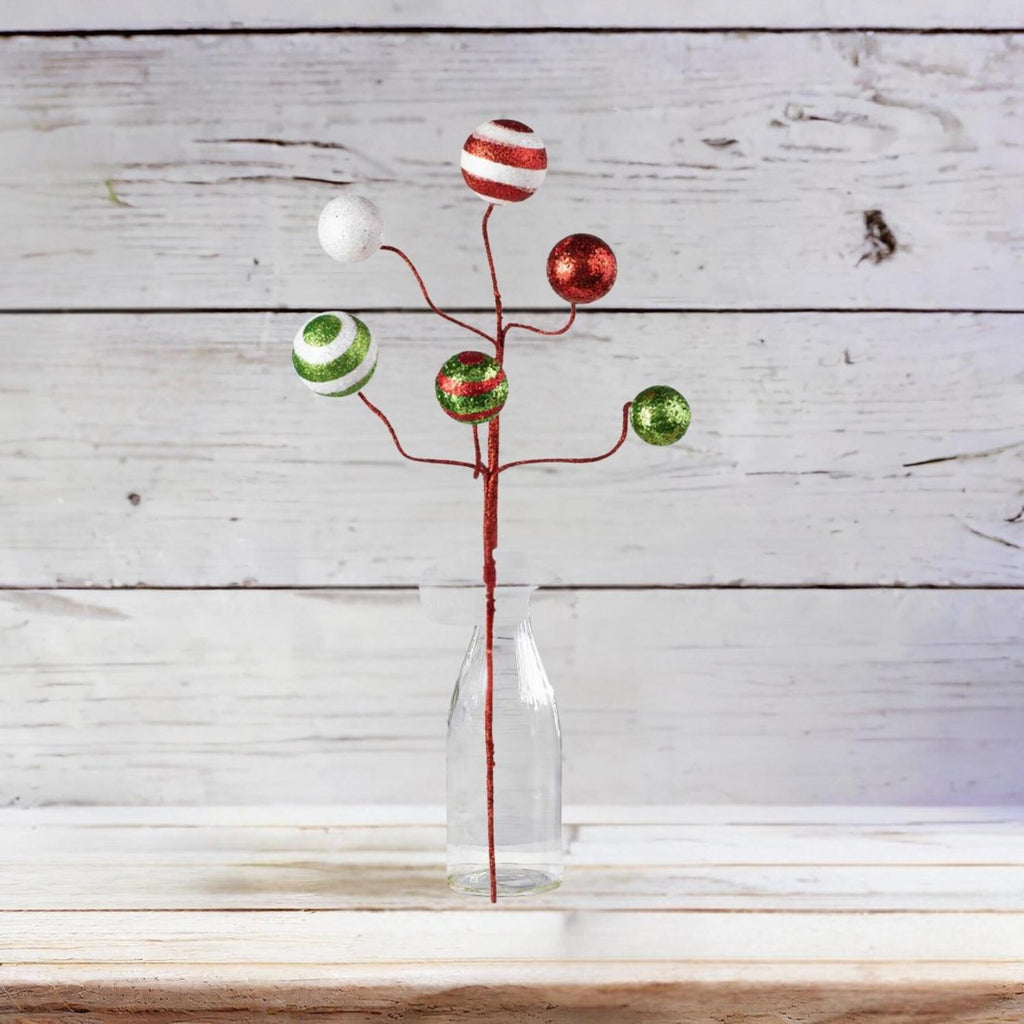 17" Glitter Ball Pick: Red/Lime/White