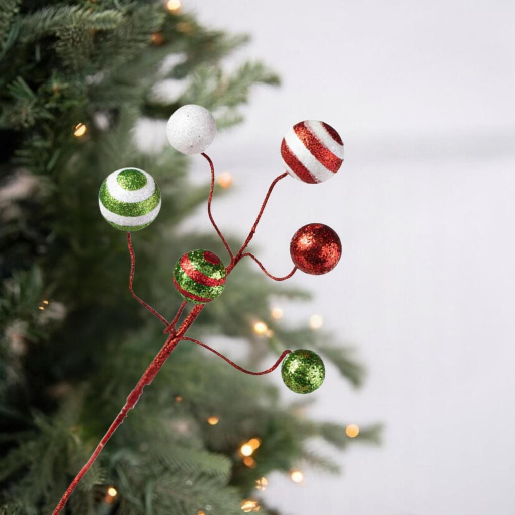 17" Glitter Ball Pick: Red/Lime/White