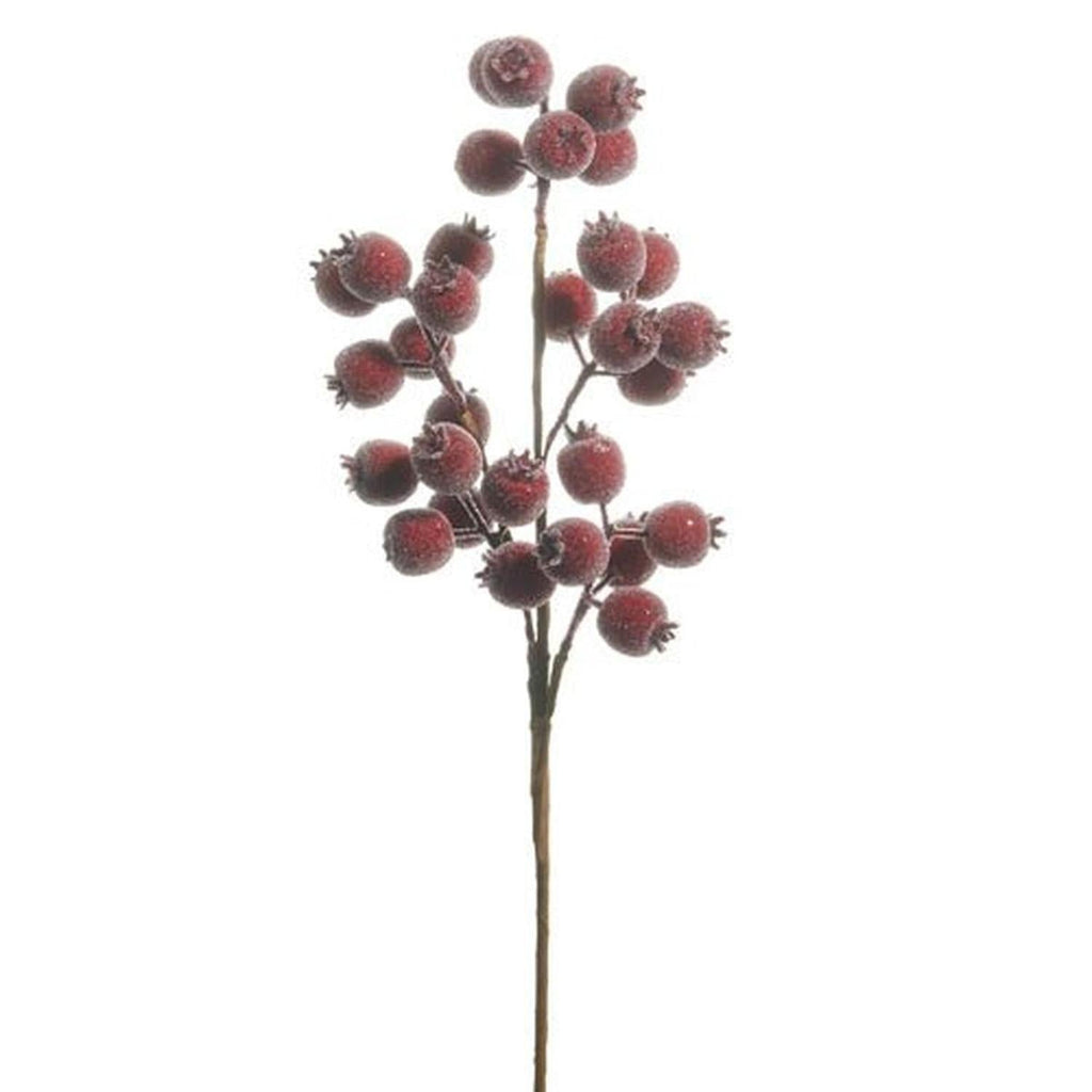 21" Iced Burgundy Berry Pod Spray