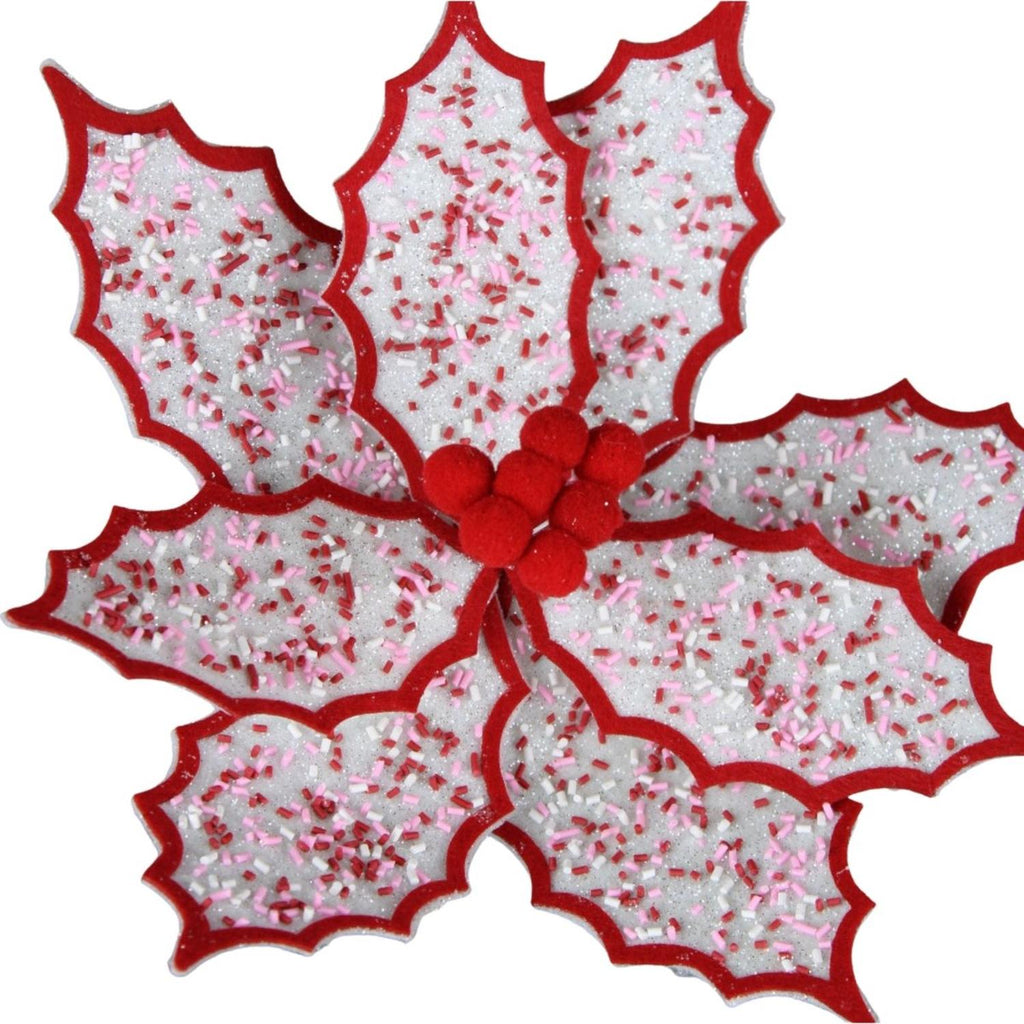 22" Confetti Poinsettia Stem: Red