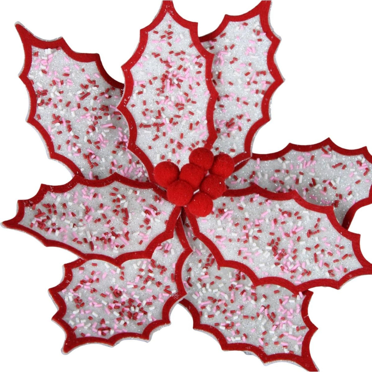 22" Confetti Poinsettia Stem: Red
