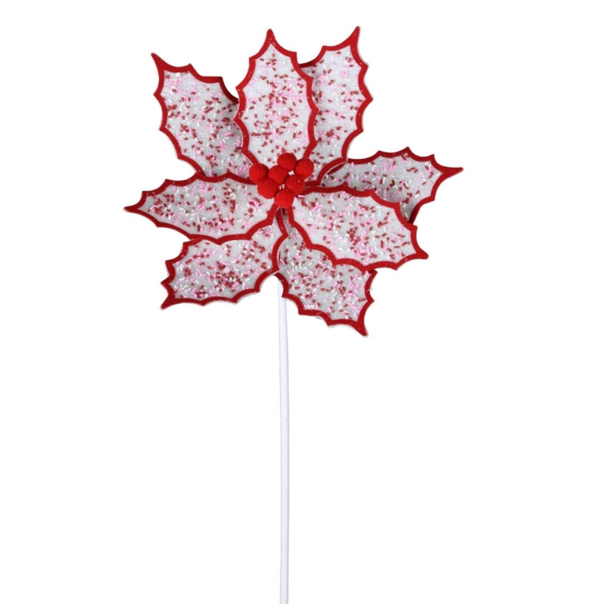 Peppermint Twist Wreath Kit bundle: 22" confetti poinsettia stem, red