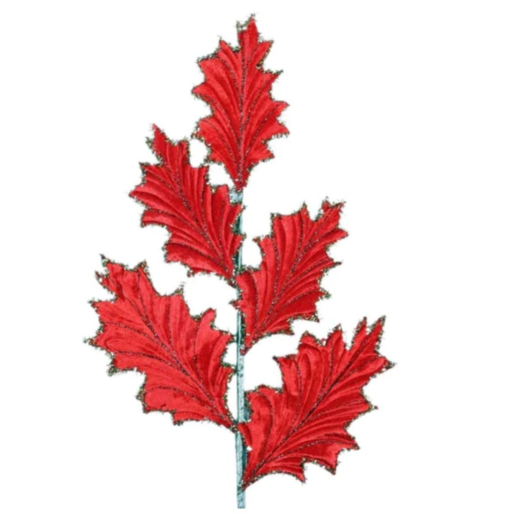 Peppermint Twist Wreath Kit bundle: 28" tinsel holly leaf spray, red