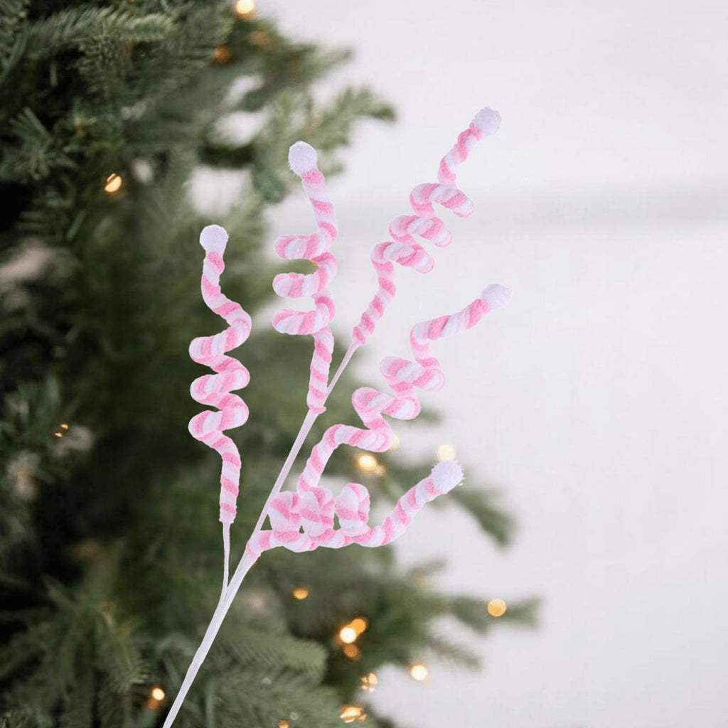 29" Velvet Rope Pom Pom Spray: Pink/White