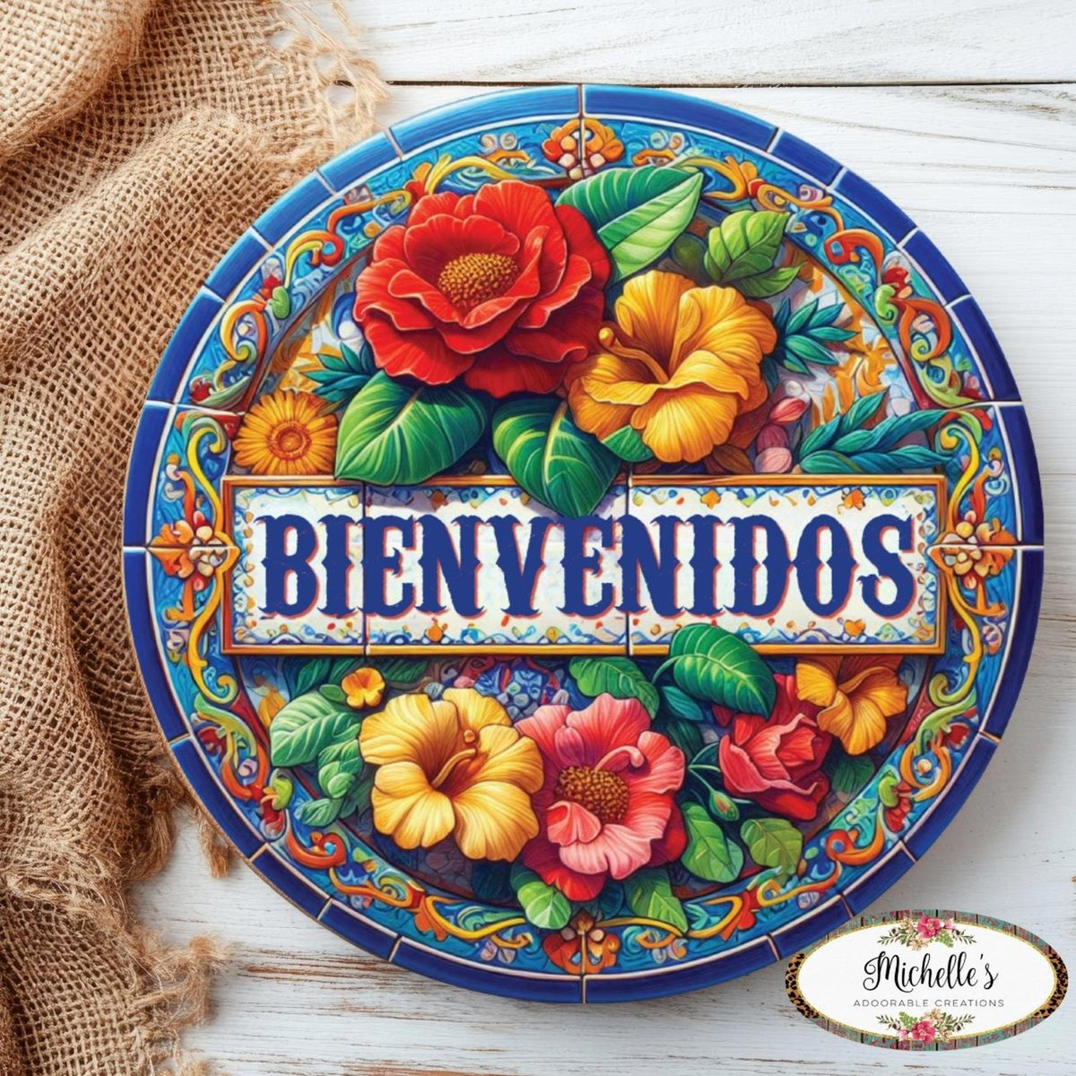 Bienvenidos Floral Waterproof Sign