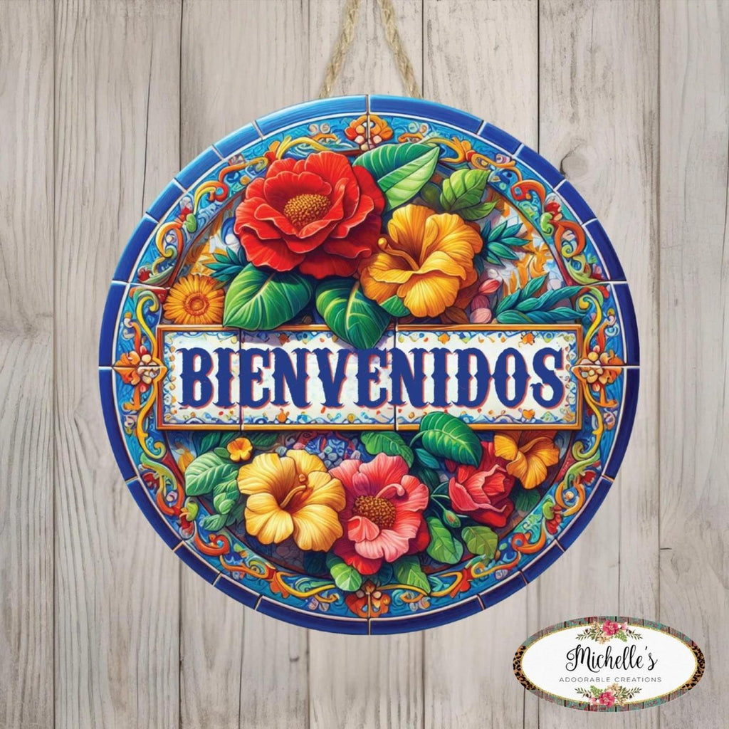 Bienvenidos Floral Waterproof Sign