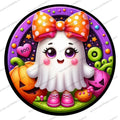 Colorful Cute Halloween Ghost Round Sign