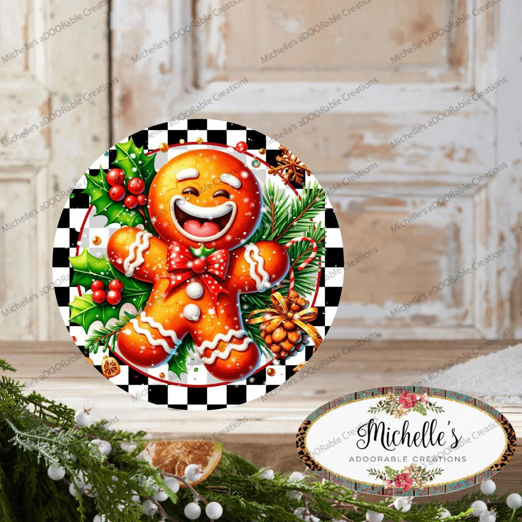 The Gingerbread Door bundle: Gingerbread cookie round sign, 8"