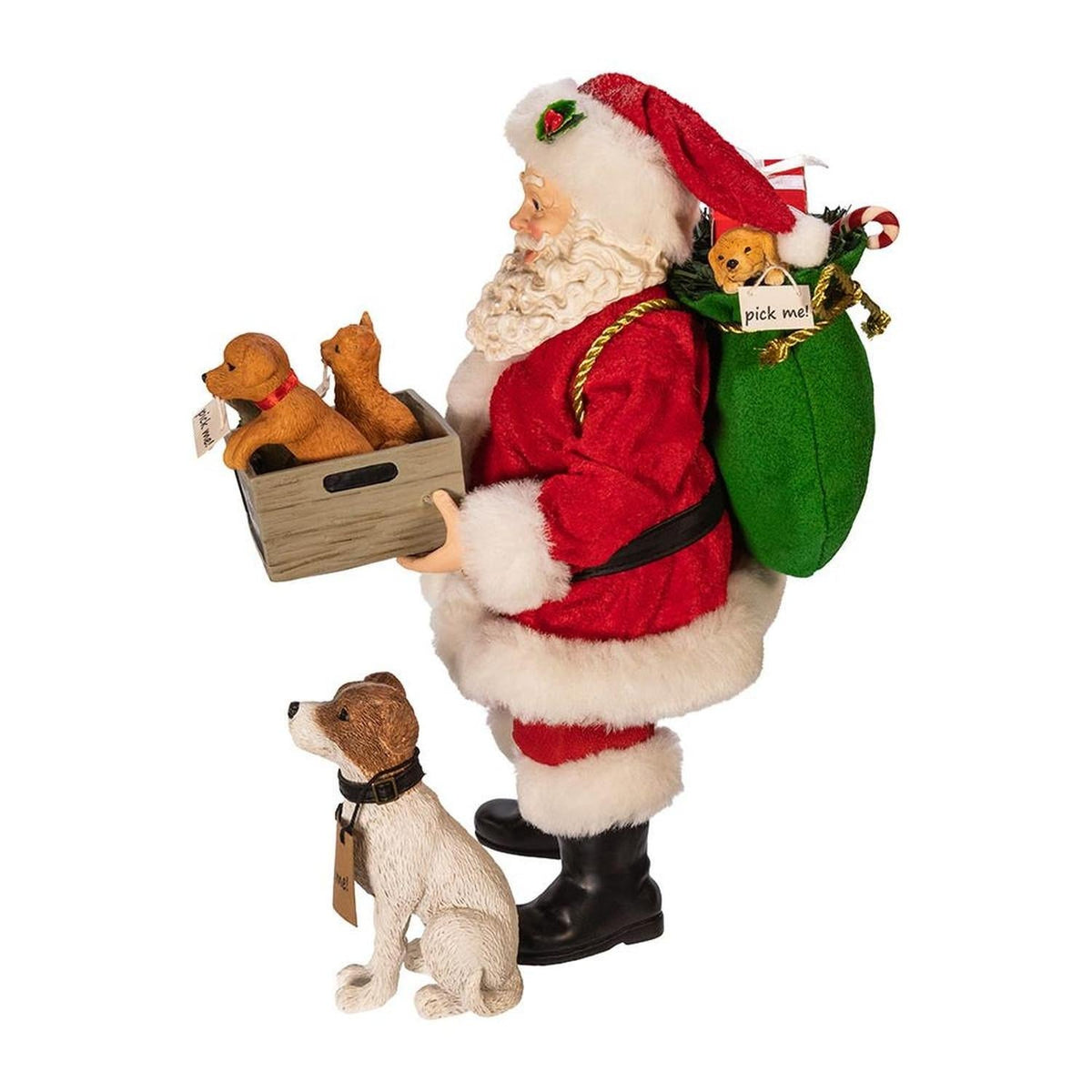 Kurt Adler 10.5-Inch Fabriché Adopt-a-Pet Santa with Dog, 2 Piece Set
