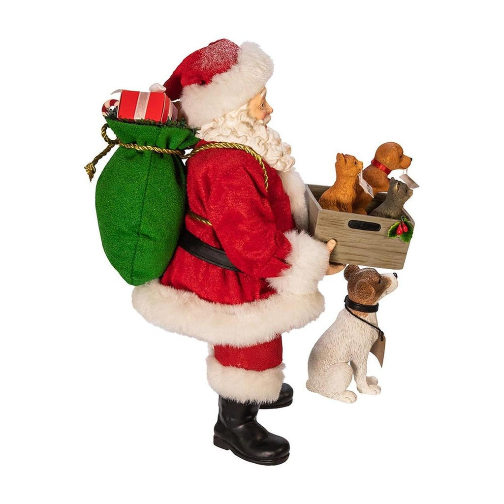 Kurt Adler 10.5-Inch Fabriché Adopt-a-Pet Santa with Dog, 2 Piece Set