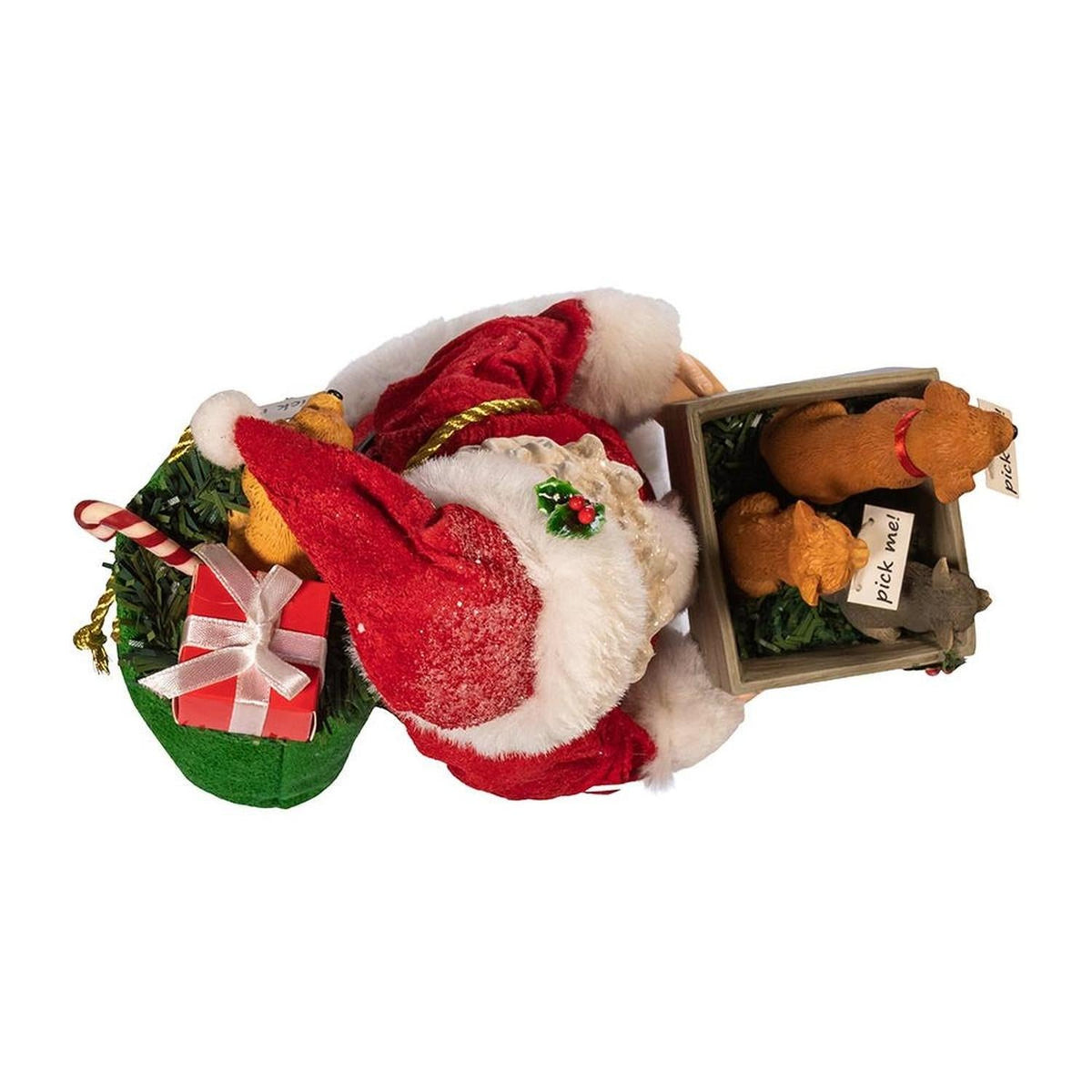 Kurt Adler 10.5-Inch Fabriché Adopt-a-Pet Santa with Dog, 2 Piece Set